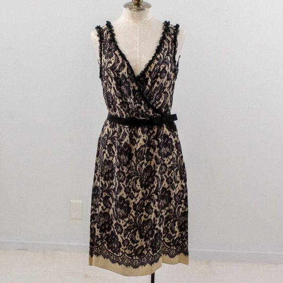 Moschino L Silk Reversible Lace Print Midi Dress - Picture 16 of 16